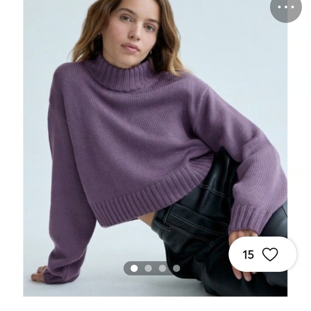 Wilfred 100% Merino Harper Soft Lilac Lavender Cropped Sweater EUC Sz 2X - Picture 2 of 13